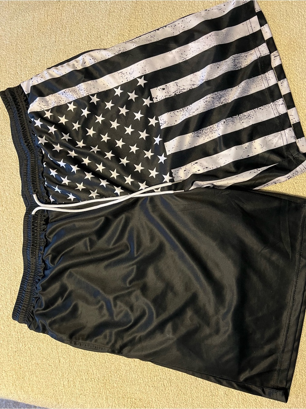 Men's Black American Flag swim trunks